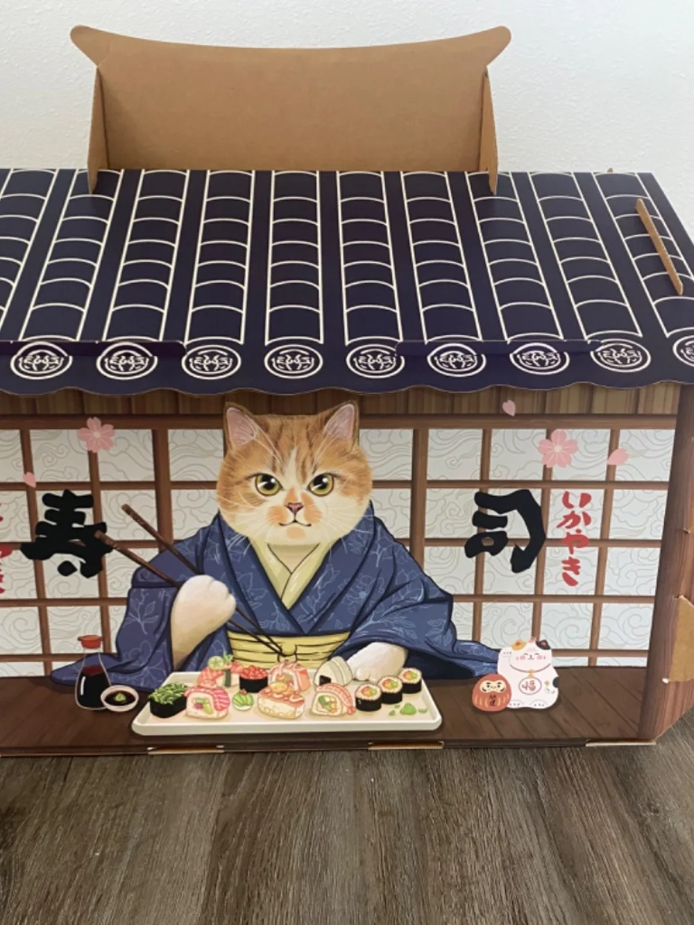 Cardboard Cat House,Cat Bed with Cat Toys,Cat Villa with Cat Scratching Posts